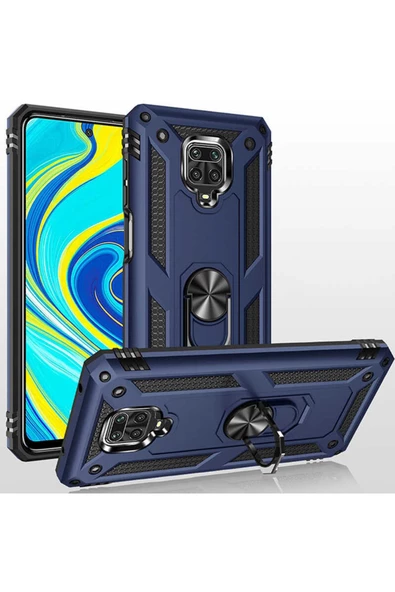 CEPCASE    Xiaomi Redmi Note 9s Kılıf Standlı Magnet Mıknatıslı Yüzük Armored Zırhlı Kapak - Resim 2