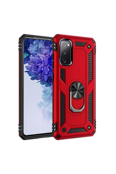 CEPCASE    Samsung Galaxy S20 Fe Kılıf Standlı Magnet Mıknatıslı Yüzük Armored Zırhlı Kapak