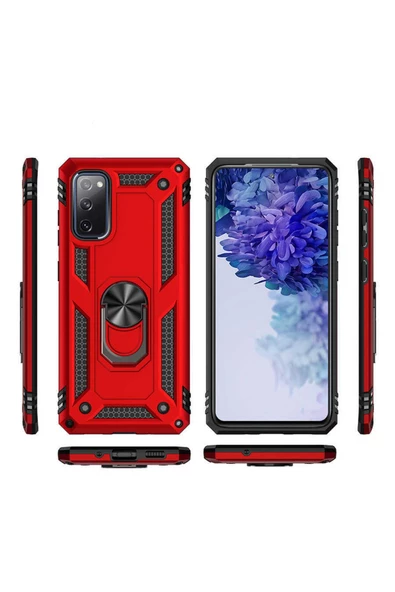 CEPCASE    Samsung Galaxy S20 Fe Kılıf Standlı Magnet Mıknatıslı Yüzük Armored Zırhlı Kapak - Resim 4