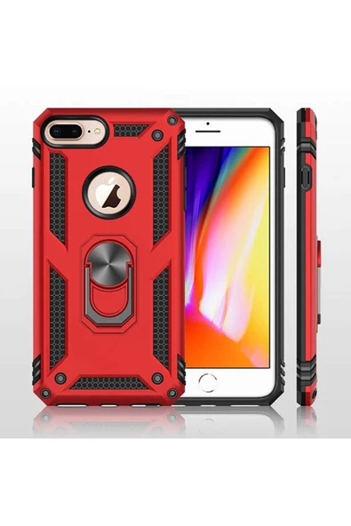CEPCASE    Iphone 8 Plus Kılıf Standlı Magnet Mıknatıslı Yüzük Armored Zırhlı Kapak - Resim 6