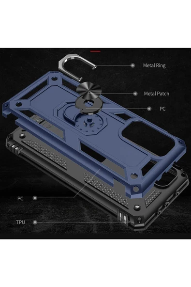 CEPCASE    Xiaomi Mi 10t Pro 5g Kılıf Standlı Magnet Mıknatıslı Yüzük Armored Zırhlı Kapak - Resim 6