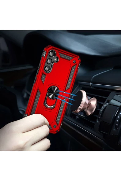 CEPCASE    Samsung Galaxy A54 Kılıf Standlı Magnet Mıknatıslı Yüzük Armored Zırhlı Kapak - Resim 6