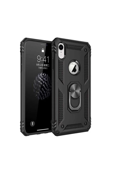 CEPCASE    Iphone Xr 6.1 Kılıf Standlı Magnet Mıknatıslı Yüzük Armored Zırhlı Kapak ürün görseli 1