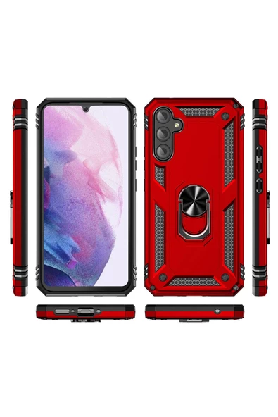 CEPCASE    Samsung Galaxy A54 Kılıf Standlı Magnet Mıknatıslı Yüzük Armored Zırhlı Kapak - Resim 5