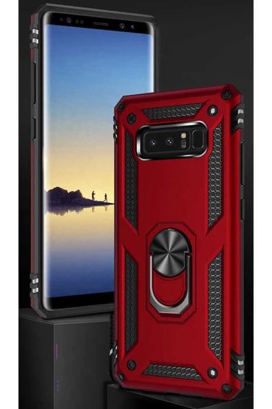 CEPCASE    Samsung Galaxy Note 8 Kılıf Standlı Magnet Mıknatıslı Yüzük Armored Zırhlı Kapak - Resim 5