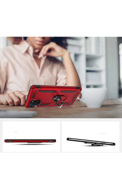 CEPCASE    Samsung Galaxy A81 (note 10 Lite) Kılıf Standlı Magnet Mıknatıslı Yüzük Armored Zırhlı Kapak - Resim 6