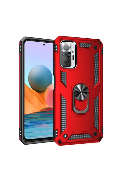 CEPCASE    Xiaomi Redmi Note 10 Pro Kılıf Standlı Magnet Mıknatıslı Yüzük Armored Zırhlı Kapak - Resim 4