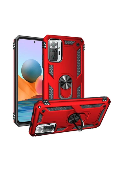 CEPCASE    Xiaomi Redmi Note 10 Pro Kılıf Standlı Magnet Mıknatıslı Yüzük Armored Zırhlı Kapak ürün görseli
