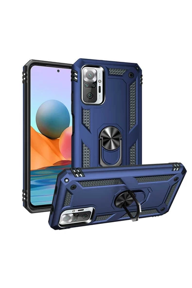 CEPCASE    Xiaomi Redmi Note 10 Pro Kılıf Standlı Magnet Mıknatıslı Yüzük Armored Zırhlı Kapak - Resim 2