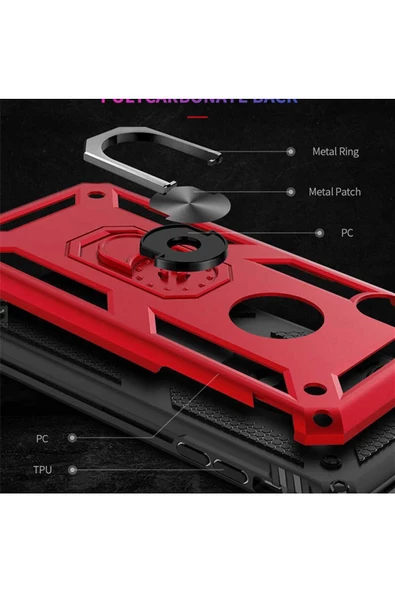 CEPCASE    Iphone Xr 6.1 Kılıf Standlı Magnet Mıknatıslı Yüzük Armored Zırhlı Kapak - Resim 4