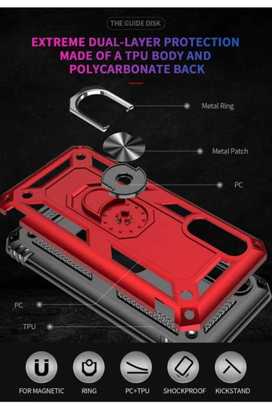 CEPCASE    Samsung Galaxy A2 Core Kılıf Standlı Magnet Mıknatıslı Yüzük Armored Zırhlı Kapak - 6