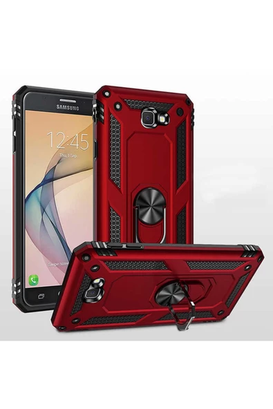 CEPCASE    Samsung Galaxy J7 Prime Kılıf Standlı Magnet Mıknatıslı Yüzük Armored Zırhlı Kapak - Resim 3