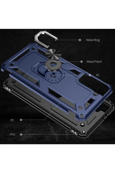 CEPCASE    Samsung Galaxy S21 Plus Kılıf Standlı Magnet Mıknatıslı Yüzük Armored Zırhlı Kapak - Resim 6