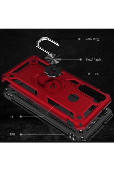CEPCASE    Xiaomi Redmi Note 8 Kılıf Standlı Magnet Mıknatıslı Yüzük Armored Zırhlı Kapak - 6