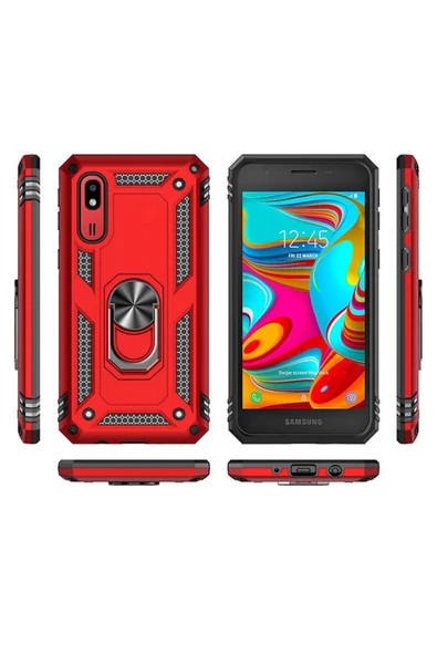 CEPCASE    Samsung Galaxy A2 Core Kılıf Standlı Magnet Mıknatıslı Yüzük Armored Zırhlı Kapak - 4