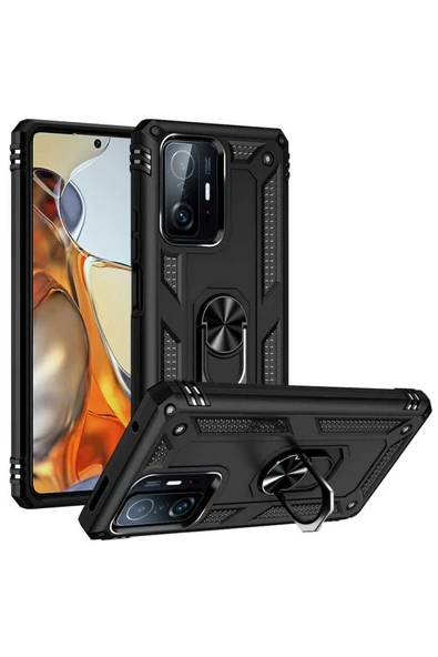 CEPCASE    Xiaomi Mi 11t 5g Kılıf Standlı Magnet Mıknatıslı Yüzük Armored Zırhlı Kapak - Resim 2