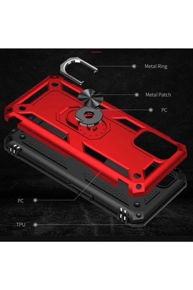 CEPCASE    Oppo A52 Kılıf Standlı Magnet Mıknatıslı Yüzük Armored Zırhlı Kapak - Resim 6