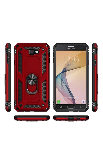 CEPCASE    Samsung Galaxy J7 Prime Kılıf Standlı Magnet Mıknatıslı Yüzük Armored Zırhlı Kapak - Resim 4