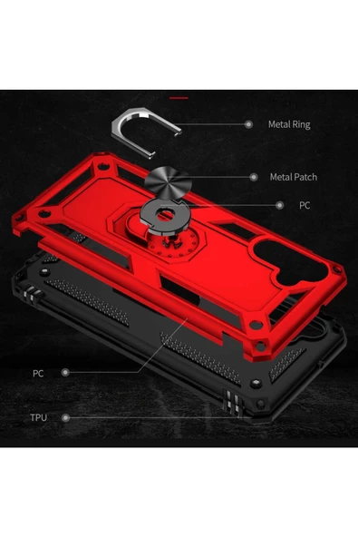 CEPCASE    Samsung Galaxy A13 5g Kılıf Standlı Magnet Mıknatıslı Yüzük Armored Zırhlı Kapak - Resim 6