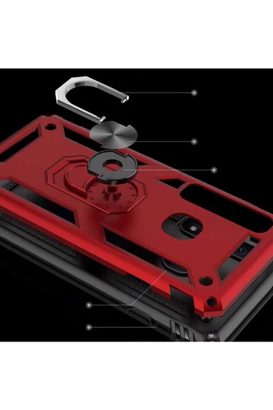 CEPCASE    Samsung Galaxy A9 2018 Kılıf Standlı Magnet Mıknatıslı Yüzük Armored Zırhlı Kapak - Resim 4