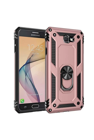 CEPCASE    Samsung Galaxy J7 Prime Kılıf Standlı Magnet Mıknatıslı Yüzük Armored Zırhlı Kapak - Resim 2