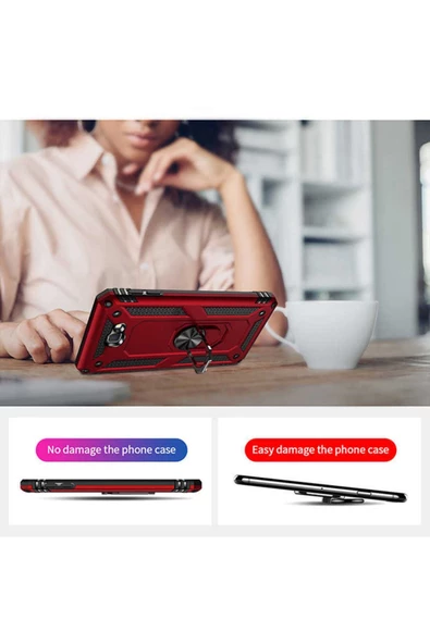 CEPCASE    Samsung Galaxy J7 Prime Kılıf Standlı Magnet Mıknatıslı Yüzük Armored Zırhlı Kapak - Resim 5