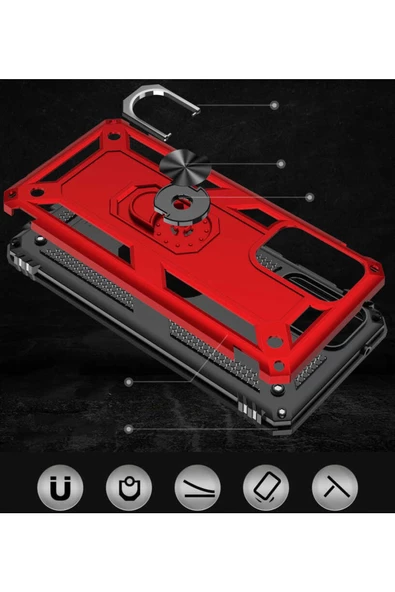 CEPCASE    Samsung Galaxy A52 Kılıf Standlı Magnet Mıknatıslı Yüzük Armored Zırhlı Kapak - Resim 3