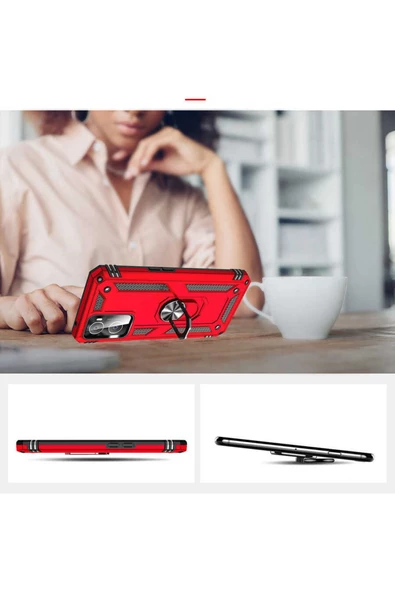 CEPCASE    Oppo A36 Kılıf Standlı Magnet Mıknatıslı Yüzük Armored Zırhlı Kapak - Resim 5