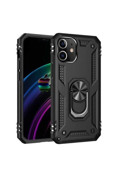CEPCASE    Iphone 12 Kılıf Standlı Magnet Mıknatıslı Yüzük Armored Zırhlı Kapak ürün görseli