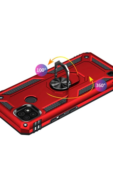 CEPCASE    Realme C21 Kılıf Standlı Magnet Mıknatıslı Yüzük Armored Zırhlı Kapak - Resim 3