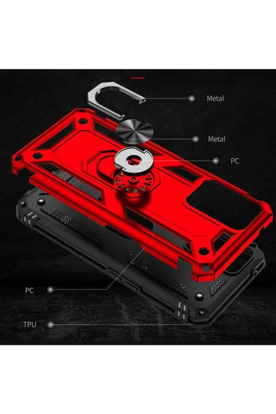 CEPCASE    Oppo A36 Kılıf Standlı Magnet Mıknatıslı Yüzük Armored Zırhlı Kapak - Resim 6