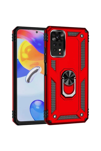 CEPCASE    Xiaomi Redmi Note 11 Pro 5g Kılıf Standlı Magnet Mıknatıslı Yüzük Armored Zırhlı Kapak - Resim 4