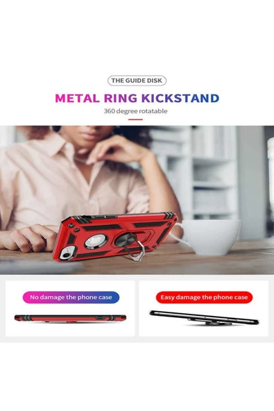 CEPCASE    Iphone 8 Kılıf Standlı Magnet Mıknatıslı Yüzük Armored Zırhlı Kapak - Resim 5