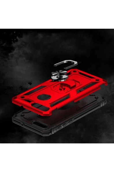 CEPCASE    Huawei P Smart Kılıf Standlı Magnet Mıknatıslı Yüzük Armored Zırhlı Kapak - Resim 5