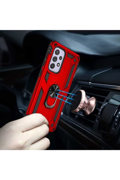 CEPCASE    Samsung Galaxy A33 5g Kılıf Standlı Magnet Mıknatıslı Yüzük Armored Zırhlı Kapak - Resim 5