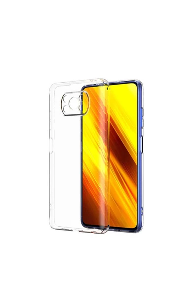 CEPCASE    Xiaomi Poco X3 Kılıf Transparent Şeffaf Kamera Korumalı Camera Protected Kapak