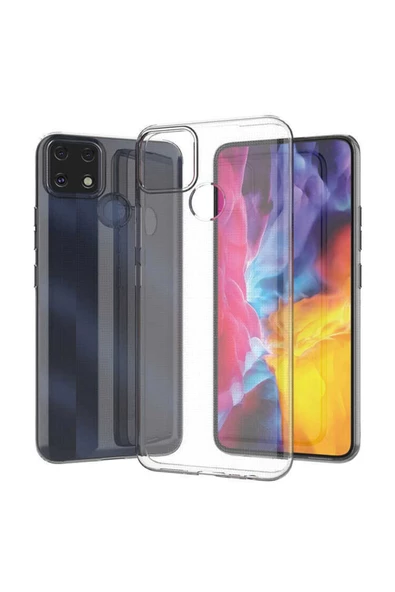 CEPCASE    Realme C25 Kılıf Transparent Şeffaf Kamera Korumalı Camera Protected Kapak