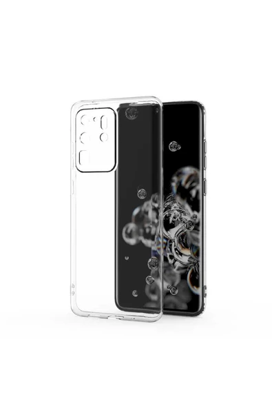 CEPCASE    Samsung Galaxy S20 Ultra Kılıf Transparent Şeffaf Kamera Korumalı Camera Protected Kapak