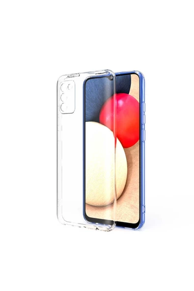 CEPCASE    Samsung Galaxy A02s Kılıf Transparent Şeffaf Kamera Korumalı Camera Protected Kapak