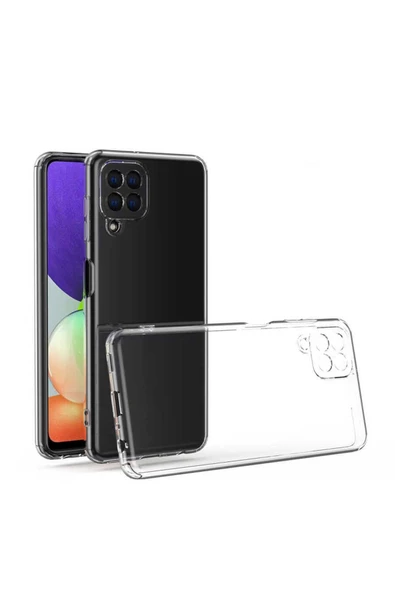 CEPCASE    Samsung Galaxy M32 Kılıf Transparent Şeffaf Kamera Korumalı Camera Protected Kapak