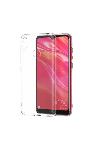 CEPCASE    Huawei Y7 Prime 2019 Kılıf Transparent Şeffaf Kamera Korumalı Camera Protected Kapak