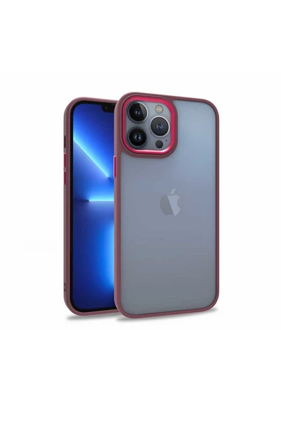 CEPCASE    Iphone 13 Pro Max Kılıf Şeffaf Arka Yüzey Kontrast Renk Kamera Çerçeve Tuş Takımı