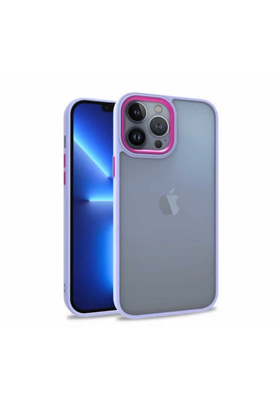 CEPCASE    Iphone 13 Pro Max Kılıf Şeffaf Arka Yüzey Kontrast Renk Kamera Çerçeve Tuş Takımı ürün görseli