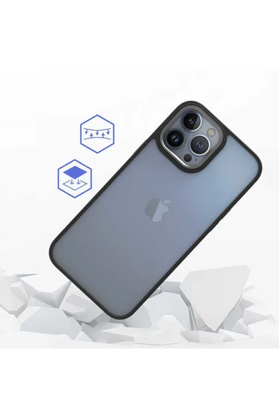 CEPCASE    Iphone 13 Pro Max Kılıf Şeffaf Arka Yüzey Kontrast Renk Kamera Çerçeve Tuş Takımı - Resim 4