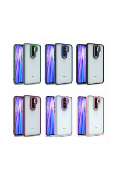 CEPCASE Xiaomi Redmi Note 8 Pro Kılıf Şeffaf Arka Yüzey Kontrast Renk Kamera Çerçeve Tuş Takımı - 4