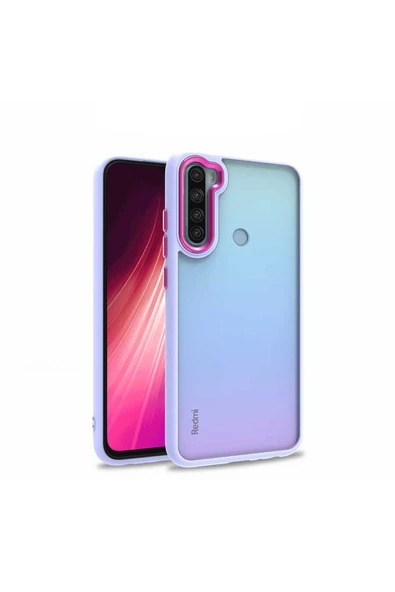 CEPCASE    Xiaomi Redmi Note 8 Kılıf Şeffaf Arka Yüzey Kontrast Renk Kamera Çerçeve Tuş Takımı Orjinal Kalıp