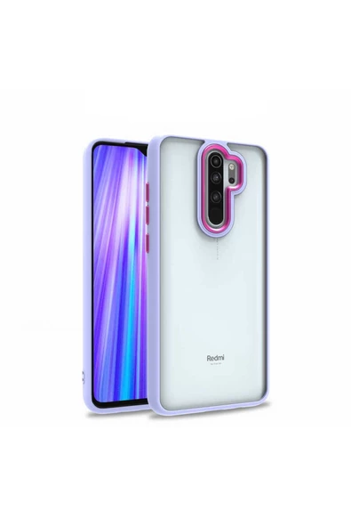 CEPCASE Xiaomi Redmi Note 8 Pro Kılıf Şeffaf Arka Yüzey Kontrast Renk Kamera Çerçeve Tuş Takımı