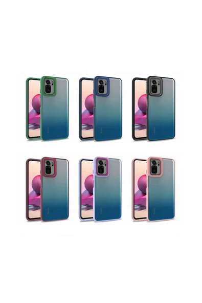 CEPCASE    Xiaomi Redmi Note 10s Kılıf Şeffaf Arka Yüzey Kontrast Renk Kamera Çerçeve Tuş Takımı Orjinal Kalıp - Resim 5