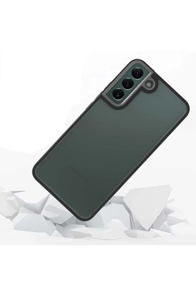 CEPCASE    Samsung Galaxy S22 Plus Kılıf Şeffaf Arka Yüzey Kontrast Renk Kamera Çerçeve Tuş Takımı - Resim 4