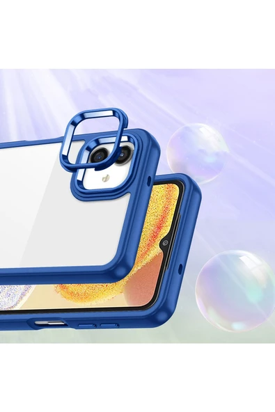 CEPCASE    Samsung Galaxy A04 Kılıf Şeffaf Arka Yüzey Kontrast Renk Kamera Çerçeve Tuş Takımı Orjinal Kalıp - 4